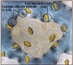 Çimentonun Hidratasyonu Sertleşme(priz) Süreci Kalsiyum hidroksit Kalsiyum silikat hidrat Soğuma Süreci Kalsiyum silikat hidrat Kalsiyum hidroksit Şekil 14: C-S-H ve CH oluşumu Şekil 14: C-S-H ve CH