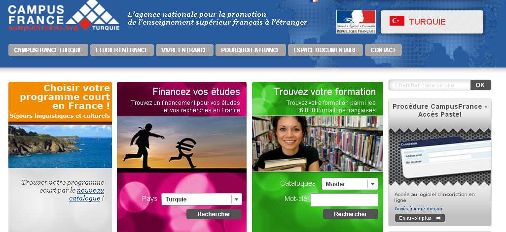 I. CAMPUS FRANCE SİTESİNE KAYIT Sitenin ana sayfasına giriniz ve «Procédure Campus France Accès Pastel»li tıklayınız: «Création d un compte» sayfasına ulaşacaksınız.