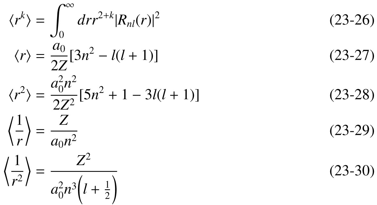 Spectroskopik Yazılım l = 0 a l = 1 e l = 2 e l = 3 e s p d f denilir. Hidrojen atomunun bazı kullanışlı beklenti değerleri R(r) dalga fonksiyonları verilirse, beklenti değerlerini hesaplayabiliriz.