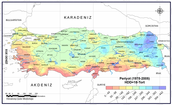 gereksinimi Doğu Anadolu, en az ısıtma gereksinimi ise Ege ve Akdeniz Bölgelerinde Şekil 4.