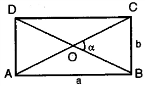 Dikdörtgenin alanı; AC = BD =e AB =a, BC =b olmak