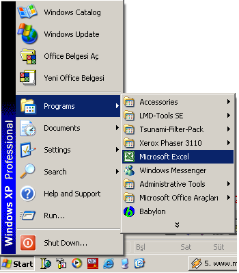4.2.MICROSOFT EXCEL XP Excel programı; sayısal verileri girmek, bu verileri kaydetmek, çözümlemek ve sunmak için kullanılan bir elektronik tablo yazılımıdır. 4.2.1.