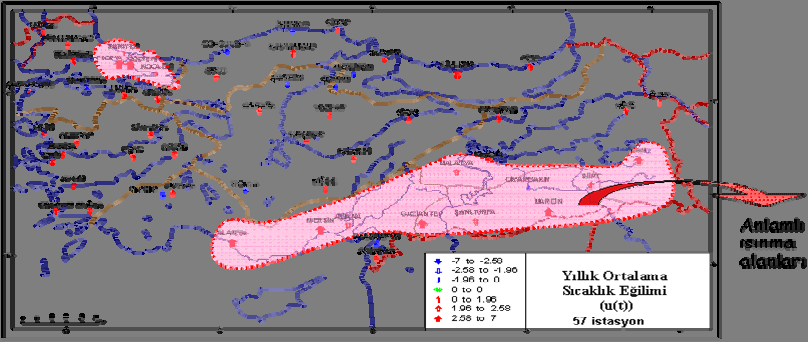 Ortalama sıcaklıklar Türkiye nin güney ve güney doğusunda