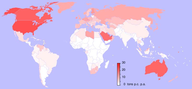 Kişi Başı Sera Gazı Emisyonu (1990-2005 yılları arası ortalaması) Ton 1000 ton CO2 eşdeğeri / kişi CO2 Eşdeğeri / Kişi.