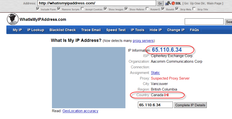 İstenilen Ülkeden IP Adresi Kullanma Aşağıdaki ekran görüntüsü proxylerden ülke olarak Kanada nın seçilmesi sonrası alınmıştır.