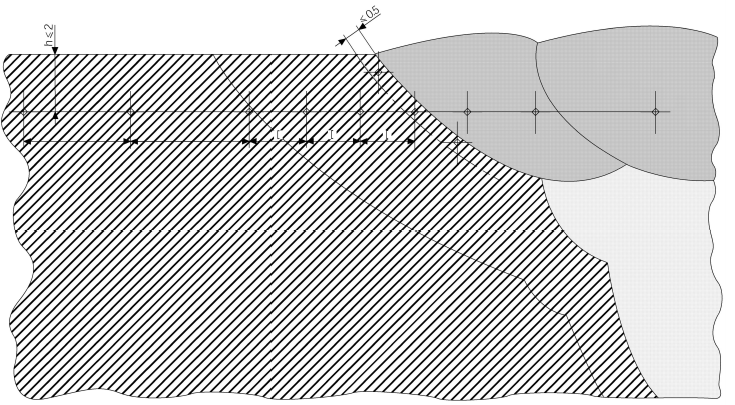 F Bölüm 12 Tekne Yapımında Kaynak 12-15 Fig. 12.5 Examples of hardness test with rows of indentations in butt welds Şekil 12.