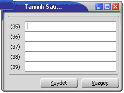 Sadece fişlere ait açıklama bilgisi girilir. 15-19 numaralı fişler kullanıcının tanımlayacağı giriş fişlerine, 20-24 numaralı fişler ise çıkış fişlerine ayrılmıştır.