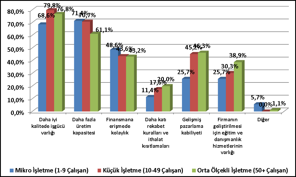 İşletmelerin Çalışan Sayılarına Göre Büyümeyi Etkileyecek Unsurlar Grafiği 2.7.2.14.