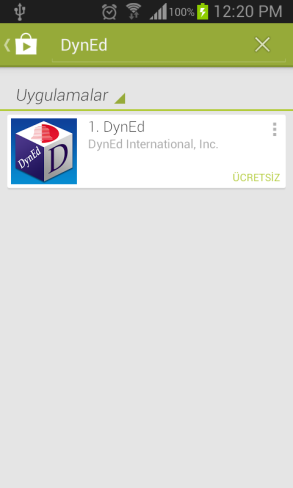 a girerek DynEd uygulamasını cihazınıza