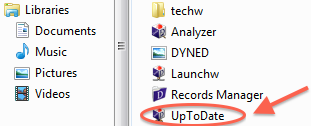 DynEd klasörünün içinden UpToDate dosyasını çift tıklayarak