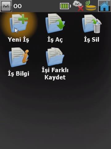 NOT: Bağlantı kurulduktan sonra İş ikonuna tıklayıp Yeni İş açılabilir veya daha önceden çalışılmış işe İş Aç ikonuna tıklanarak ulaşılabilir.