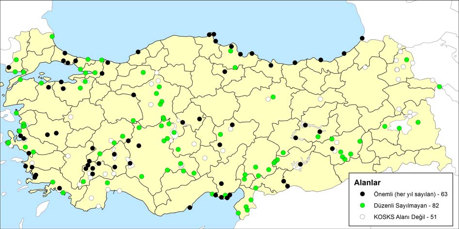 TÜRKİYE KIŞ ORTASI SU KUŞU SAYIMLARI 213 Şekil 2.