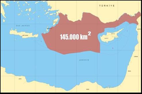 Doğu Akdeniz de Deniz Yetki Alanlarının Paylaşılması Sorunu ve Türkiye Şekil-18 Doğu Akdeniz de Türkiye nin