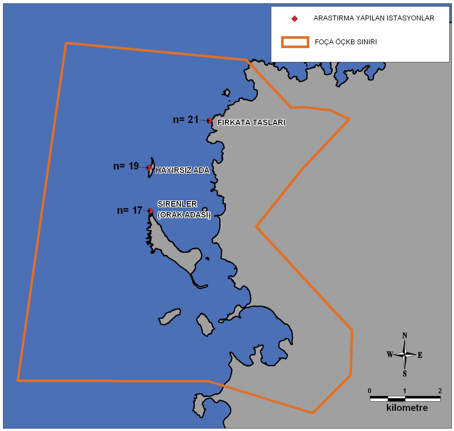 Şekil 13. Alg tür sayılarının araştırma istasyonlarındaki dağılımı, (Foça ÖÇKB Kıyı Alanları Taşıma Kapasitesinin Belirlenmesi Projesi Raporu, SAD; ÖÇKKB Projesi 2008) 2.3.5.