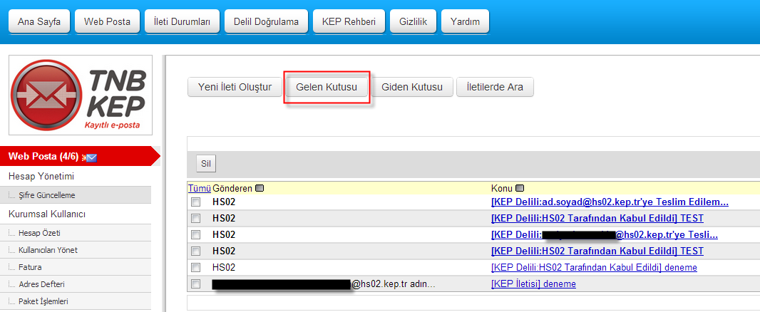 3.1. Web Posta KEP iletisi oluşturmak için Yeni İleti Oluştur butonuna tıklanarak ileti oluşturma ekranı