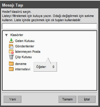 Şekil 6 Posta kutumuzu yenilemek yeni gelen bir posta olup olmadığını kontrol etmek- için butonunu,postalardan istenilenleri silmek için posta