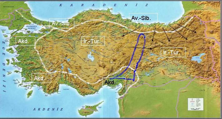 Harita 1. Türkiye nin Bitki Coğrafya Bölgeleri Akdeniz Bitki Coğrafya Bölgesi, Akdeniz e kıyısı olan tüm yöreler ile Trakya nın batı kısımlarını kaplar.