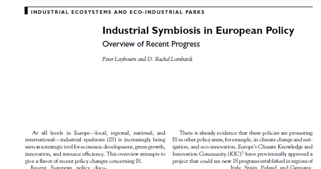 Avrupa Politikalarında Endüstriyel Simbiyoz Endüstriyel Simbiyoz AB nin yerel, bölgesel, ulusal ve uluslar arası