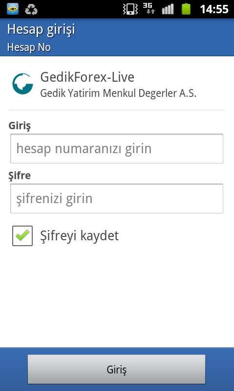 Demo ve Live hesabın sunucusunu göreceksiniz. Gedik Forex-Live sunucusu tıklanır.