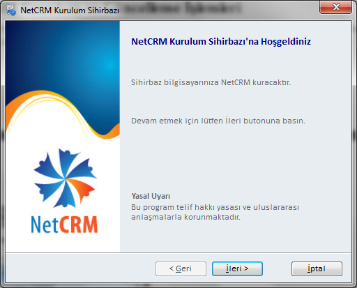 3 NetCRM Kurulum ve Güncelleme İşlemleri NetCRM kurulum, güncelleme ve kaldırma işlemleri için NetCRMSetup.exe dosyası kullanılacaktır.