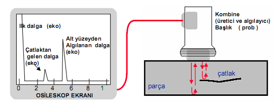 gözlenen ekoların konumları ve genlikleri süreksizliğin bulunduğu yer ve boyutları hakkında bilgi verir. Test sırasında kullanılacak prob (düz, açılı, daldırma tipi vs.