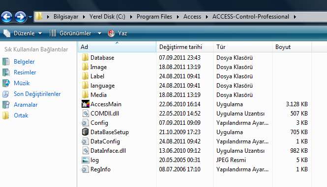 Access klasörü altında DataBaseSetup programı çalıştırılır.