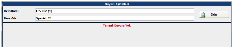 1.7. Duyuru İşlemleri 1.7.1. Duyuru İşlemleri SIS 2.0 da Nasıl Yapılır? Verilen derslerle ilgili olarak, sadece bu dersi alan öğrencilere ders notları, haftalık ders programları v.b. duyuruların gönderildiği yerdir.