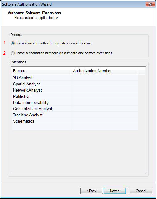 ArcGIS for Desktop Advanced (Single Use) kodu girişi 1. Eklentileri bu aşamada yetkilendirmek istemiyorum 2.