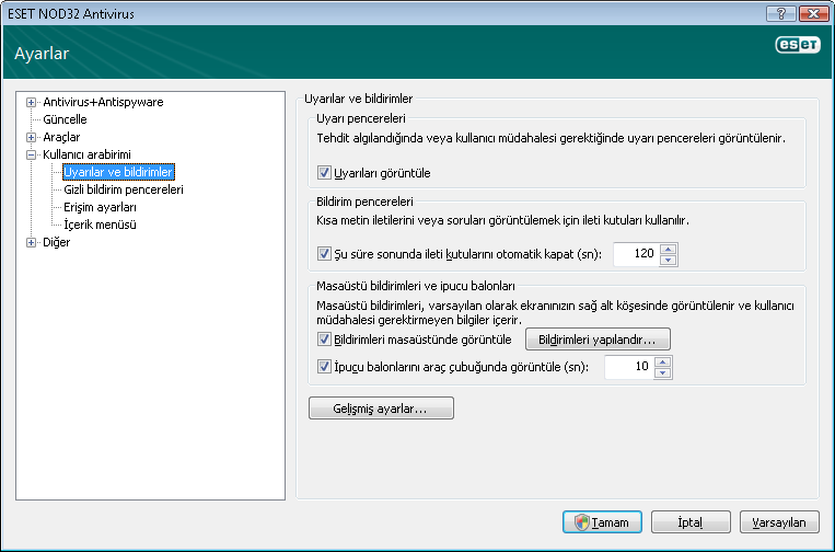 ESET NOD32 Antivirus açılış ekranını devre dışı bırakmak istiyorsanız, Açılış ekranını başlangıçta göster seçeneğini devre dışı bırakın.