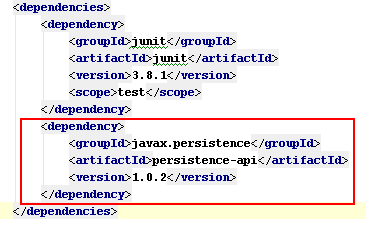 Aşağıdaki gibi bir uyarıyla karşılaşılması normaldir. Bu durumda, pom.xml içerisine javax.persistence kütüphanelerinin kullanıldığının belirtilmesi gerekir. Not: "pom.