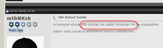 Türkiye BotNet Piyasası Asıl piyasaya internet üzerinden ulaşmak pek