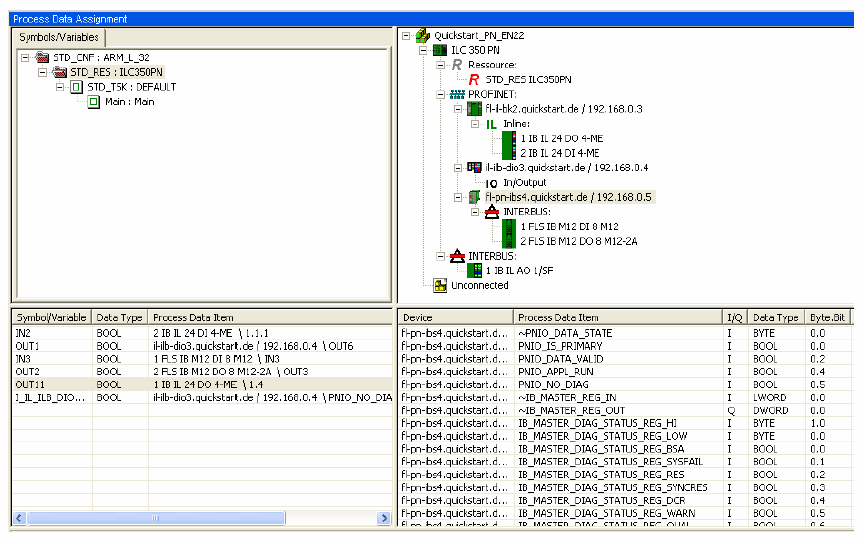 PC Worx PROFINET I/O Sistemleri Đçin Durum Bilgileri Şekil B-2 PROFINET IO cihazlarının durumu B3 INTERBUS Kaydı INTERBUS ana kaydı doğrudan program değişkeni