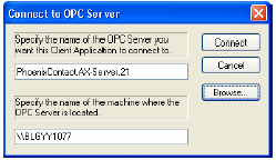 AX OPC Server ve WebVisit C1.3 OPC Test Client Test Client OPC konfigurasyonu test etmek için kullanılır. OPC Test Client programını açınız. Açılan pencereden bağlantı bilgisini ayarlayınız.