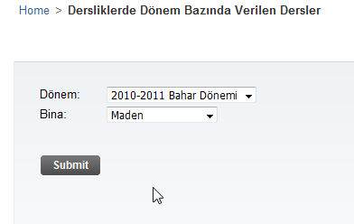 14. Dersliklerde Dönem Bazında Verilen Dersler Seçilen dönem gün ve