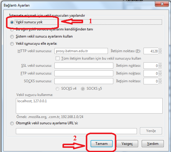 Firefox da Proxy Sunucuyu Kapatmak, Yukardaki yöndergelerde anlatılan yerlerden aşadaki yere