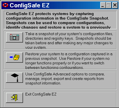 ConfigSafe Registry ve diğer kritik sistem ayarlarını saklar,