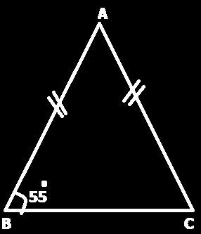 39)Aşağıdakilerden hangisi açılarına göre farklı bir üçgendir? 40) Yanda verilen üçgende A açısı kaç derecedir? A) 55 0 B) 65 0 C) 70 0 D) 30 0 41) Yanda verilen üçgende A açısı kaç derecedir?
