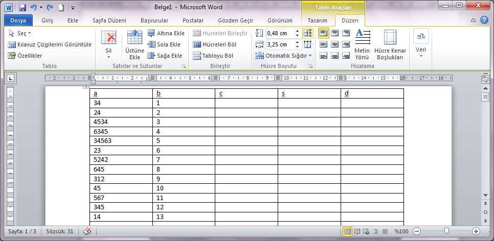 3.1.5.7. Bir metni tabloya dönüştürme Word 2010 da yazmış olduğunuz bazı metinsel ifadeleri tabloya dönüştürebilirsiniz.