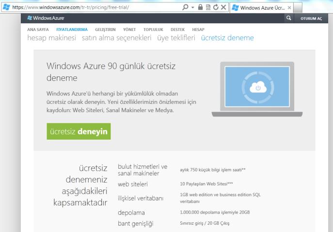 Windows Live ID ve parolanızı giriniz. 3 Aylık ücretsiz Deneme ve bu deneme dahilindeki kaynakları inceleyiniz.