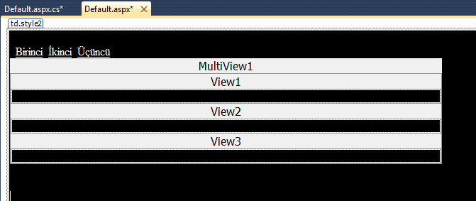 MULTIVIEW VIEW KONTROLÜ Kullanımı tab menuye benzeyen multiview-view kontrolünde bir ifade seçildiğinde sadece o ifadenin altında bulunan ifadeler sayfada gözükür. Yapıları aşağıdaki gibidir.