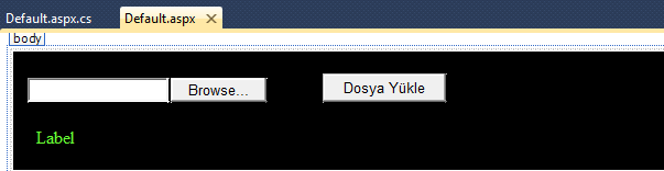 Label2.Text="Herhangi bir dosya seçilmemiştir. Lütfen yüklenecek bir dosya seçiniz.