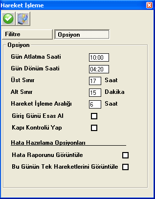 Şekil 18 : Giriş Çıkış Hareketleri Hareket İşleme Bu Formda Personellerin Giriş Çıkış Hareketleri Filtrelemedeki Kriterlere Göre Vardiya Tespiti Ve Fazla Mesai Hesaplamaları İçin Kullanılır.