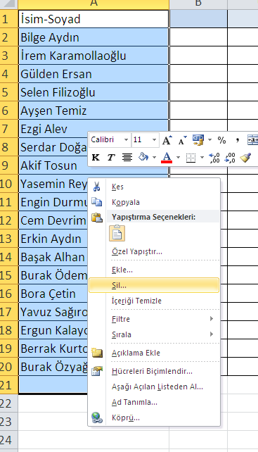 Kopyalama için Ctrl+C, kesme için Ctrl+X ve yapıştırmak için de ctrl+v yi kullanabiliriz.