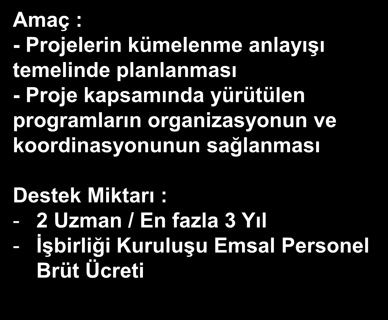 Ġstihdam Amaç : - Projelerin kümelenme anlayıģı temelinde planlanması - Proje kapsamında yürütülen programların