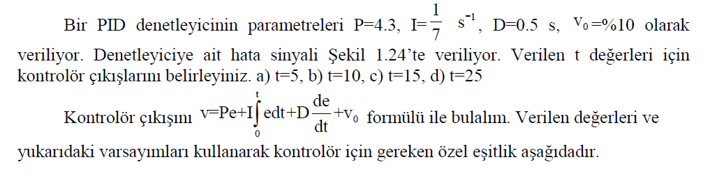 Denetleyici K P T İ T D Tipi P 0.5*K c 0 PI 0.