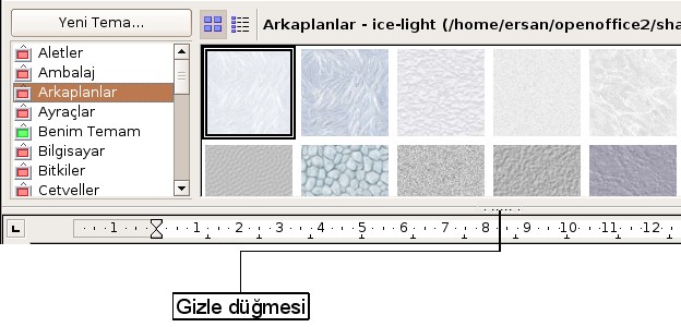 Galeri Galeri Galeriler belgeleriniz içerisine ekleyeceğiniz objeleri (resimler ve sesler) kapsar. Var sayılan galeri menüsü arkaplanlar, ayraçlar, cetveller, ev sayfası, seslerden oluşur.