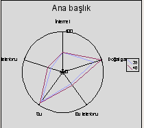 Çizelge ekleme Ağ Dairesel eksende X ve Y'nin oluşturduğu bir çizelge oluşturur. Dizi bir çokgenle verinin içinde bağlanır. Şekil 251.