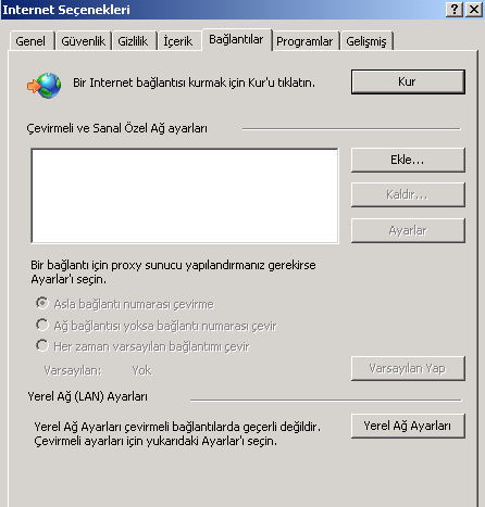 3. Internet Explorer 7 Türkçe Proxy Sunucusu Ayarları Internet Explorer ın menüsünden Araçlar sekmesi altından İnternet Seçenekleri seçilmelidir.