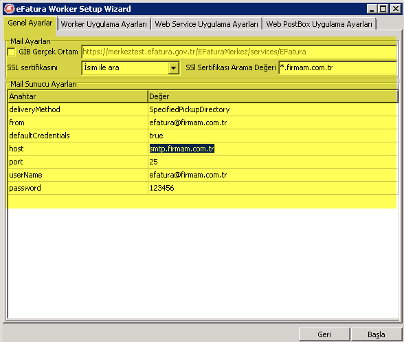 Grup Kataloğu Sanal Dizin Grup Kataloğu : IIS altında oluşturulacak olan (C:\inetpub\wwwroot) kataloğun ismi belirtilir, default'da efaturaworker olarak gelmektedir.