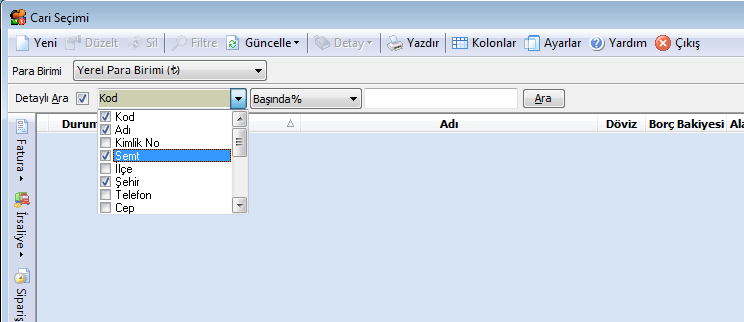 - - Stok ve Cari Kart içindeki tüm alanlarda bilgi aranabilmesi sağlandı.